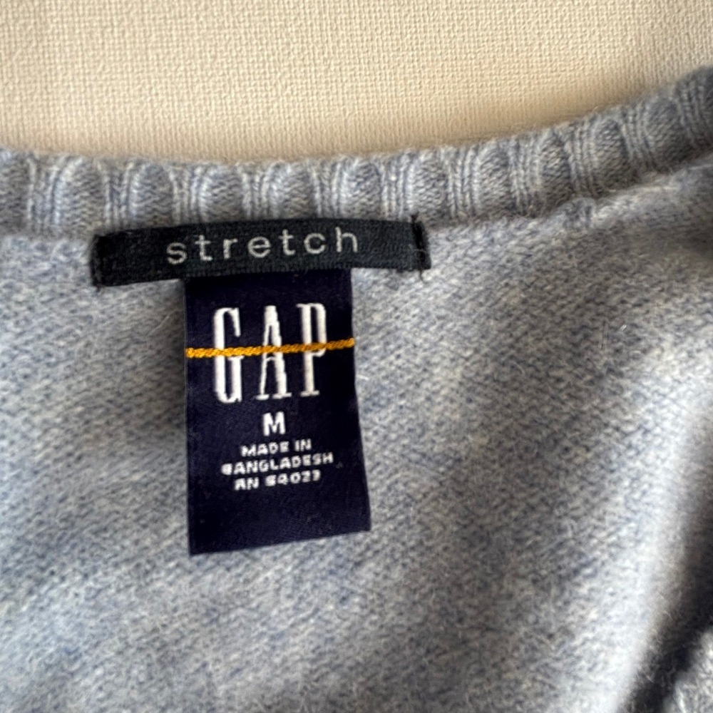 Gap Womens Light Blue Lambswool Blend V-Neck Stretch Sweater Size M - Picture 3 of 7